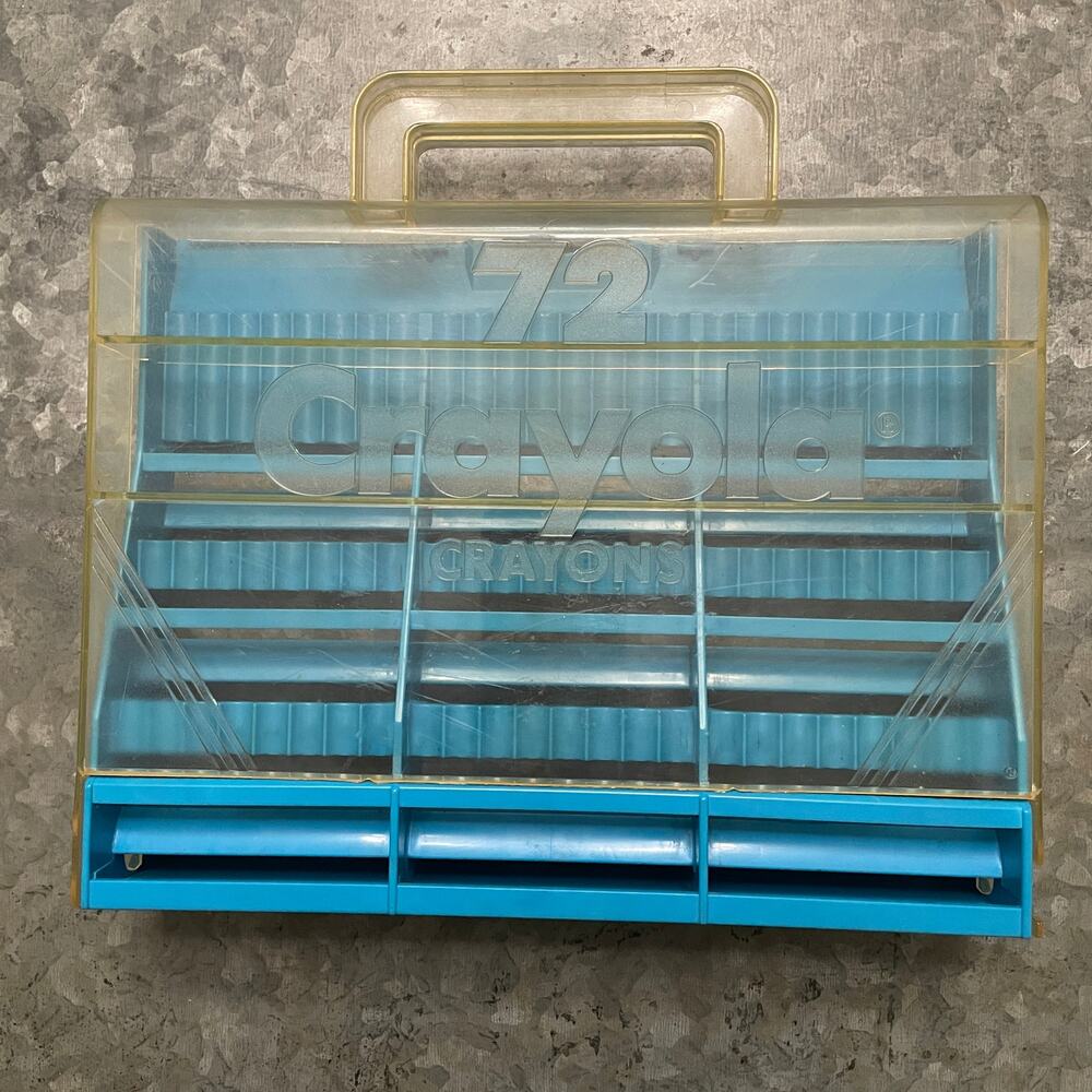 Vintage 72 Crayola Crayons Carrying Case Blue School Art